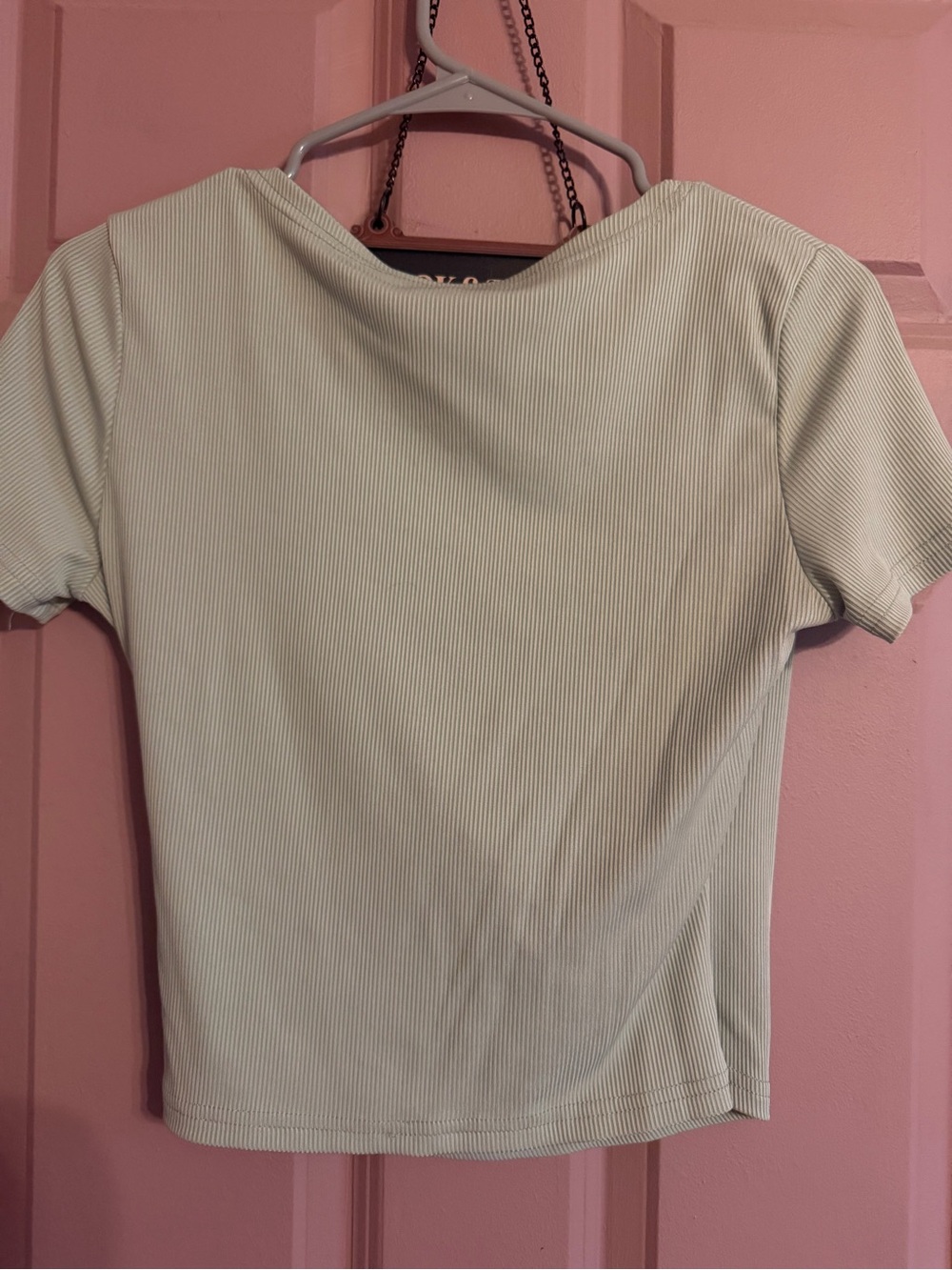 SHEIN Pale Mint Ribbed Short Sleeve Top